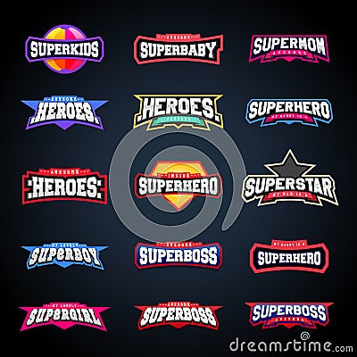 Sport emblem typography set. Super logo for your t-shirt. Mega logotype collection Stock Photo