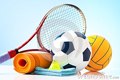 Sport equipment and fitness items Stock Photo