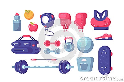 Sport equipment set Cartoon Illustration