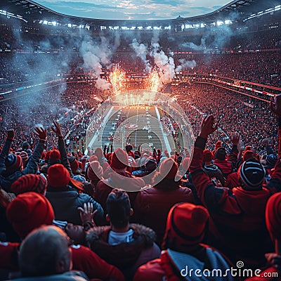 Sport event with cheering fans in a stadium Stock Photo