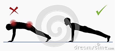Sport exercise. Physical training full plank Vector Illustration