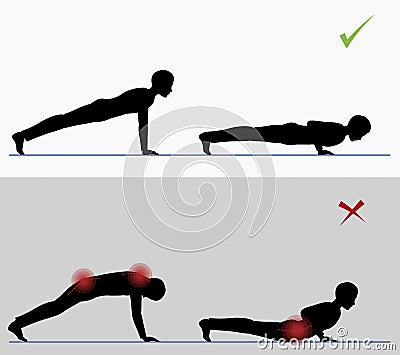 Sport exercise. Physical training full push ups Vector Illustration