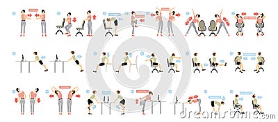 Sport exercises for office. Vector Illustration