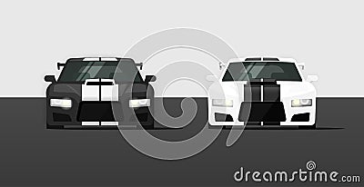 Sport expensive tuned cars isolated vector illustration Cartoon Illustration