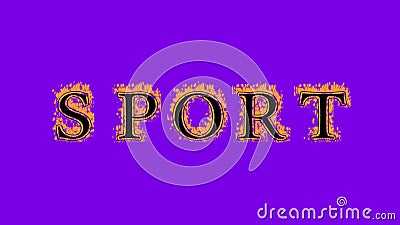 Sport fire text effect violet background Stock Photo