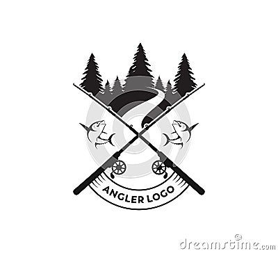 sport fishing or angler icon vector logo design Stock Photo