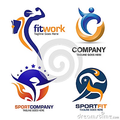 Sport and fitness logo set Vector Illustration