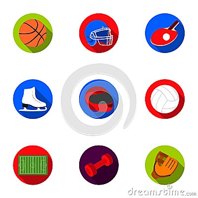 Sport and fitness set icons in flat style. Big collection of sport and fitness vector symbol Vector Illustration