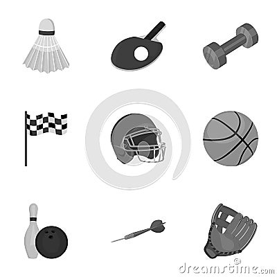 Sport and fitness set icons in monochrome style. Big collection of sport and fitness vector symbol Vector Illustration