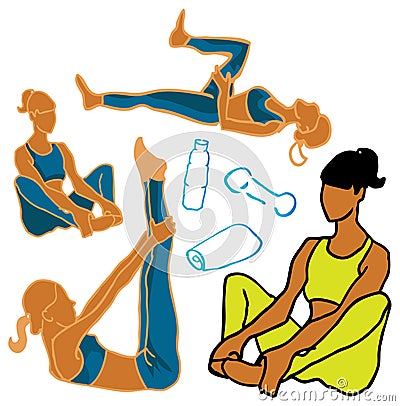 Sport & Fitness woman icons health life Stock Photo