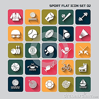 Sport flat icon set for web and mobile set 02 Vector Illustration