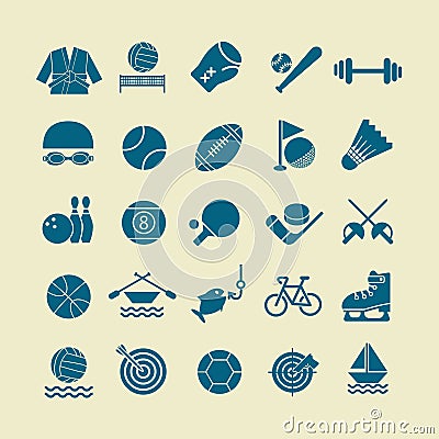 Sport flat icon set for web and mobile set01 Vector Illustration