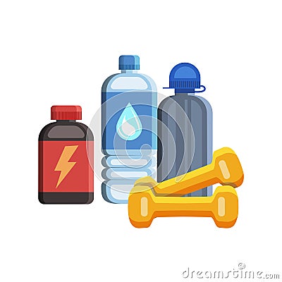 Sport flat icons, gym and fitness kit elements. Sport concept Vector Illustration