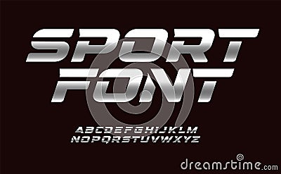 Sport font with chrome texture. Trendy letters design for sport, automotive, car moto speed race and other dynamic scene Vector Illustration