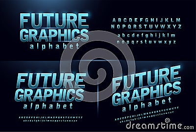 Sport future blue glow modern alphabet fonts. technology typography bold and italic font uppercase and lowercase. vector Vector Illustration