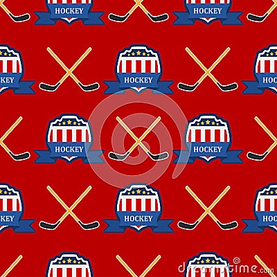 Sport game vector hockey team play tournament label champion emblem league competition seamless pattern background Vector Illustration