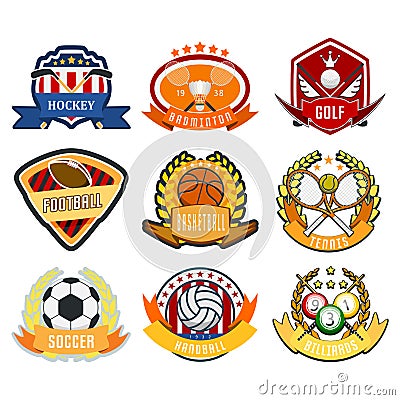 Sport game vector team logo play tournament label champion emblem league competition symbol athletic championship club Vector Illustration