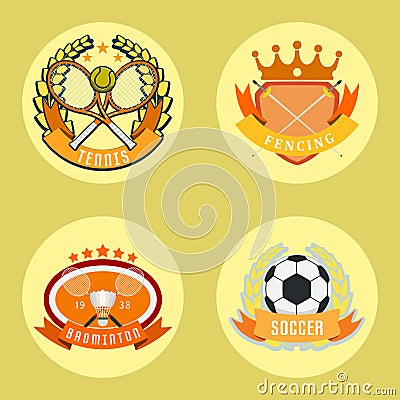 Sport game vector team logo play tournament label champion emblem league competition symbol athletic championship club Vector Illustration