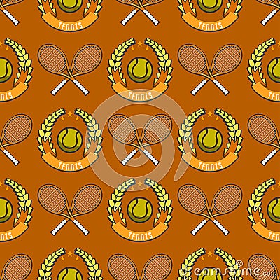 Sport game vector tennis team play tournament label champion emblem league competition seamless pattern background Vector Illustration