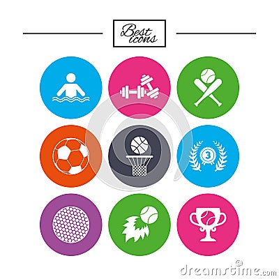 Sport games, fitness icon. Football, basketball. Vector Illustration