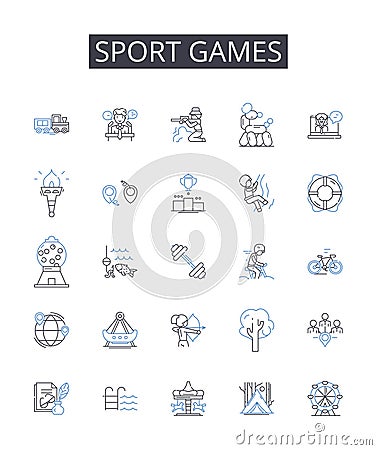Sport games line icons collection. Athletic contests, Athletic events, Competitive activities, Physical competitions Vector Illustration
