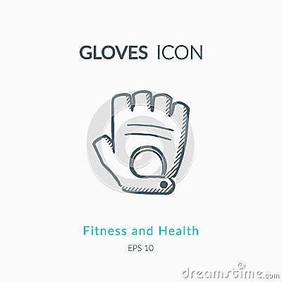 Sport gloves icon on white. Vector Illustration