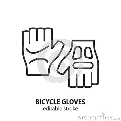 Sport gloves line icon. Bike wear vector illustration. Editable stroke Vector Illustration