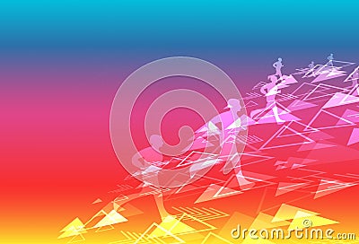 Sport and healthy triangle digital technology creative running f Vector Illustration