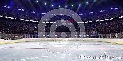 Sport hockey stadium 3d render whith people fans Stock Photo