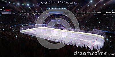 Sport hockey stadium 3d render whith people fans Stock Photo