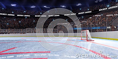 Sport hockey stadium 3d render whith people fans Stock Photo