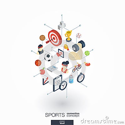 Sport integrated 3d web icons. Digital network isometric concept. Vector Illustration