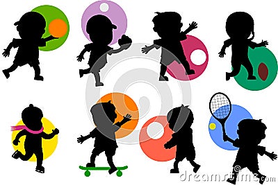 Sport Kids Silhouettes [2] Vector Illustration