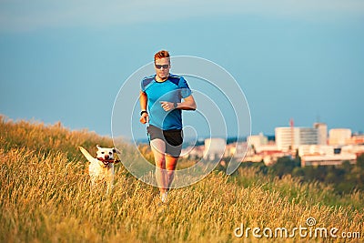 Sport lifestyle with dog. Stock Photo