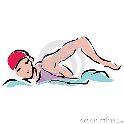 Sport men standing on diving board, preparing to jump and dive. Swimming male. Fit swimmer training in the swimming pool Vector Illustration