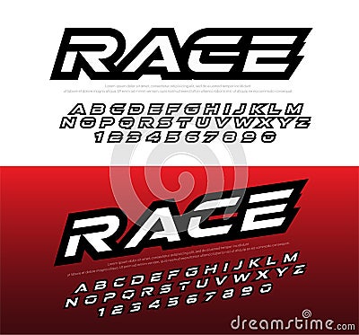 Sport modern alphabet and number fonts. Racing typography italic font uppercase, lowercase and numbers. vector illustrator Vector Illustration