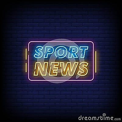 Sport News Neon Signs Style Text Vector Vector Illustration