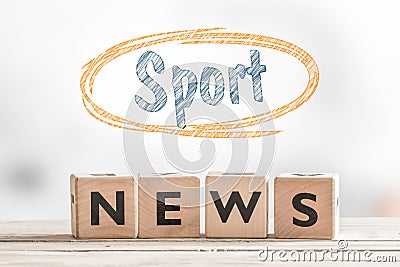 Sport news sign made of wooden cubes Stock Photo