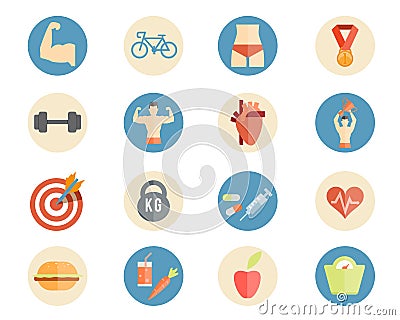 Sport and nutrition icons Vector Illustration