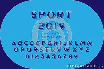 Sport original bold font alphabet letters and numbers for creative design template for logo. Flat illustration EPS10 Vector Illustration