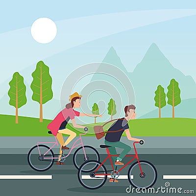 Sport outdoor sportive activity cartoon Vector Illustration