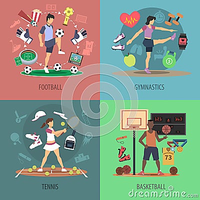 Sport People Design Concept Set Vector Illustration