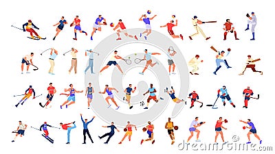 Sport people set. Collection of different sport activity. Professional athlet Vector Illustration