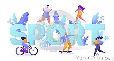 Concept of sport motivation. Summer outdoor sports activities. Vector Illustration