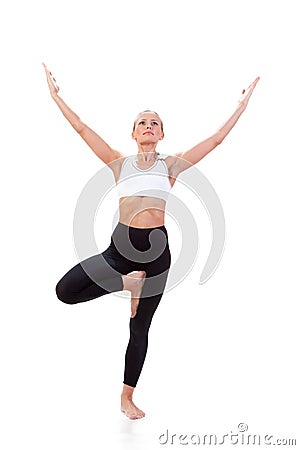 Sport Series: yoga. Tree Pose Stock Photo