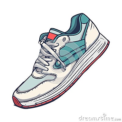 Sport shoe design with blue shoelaces vector Vector Illustration