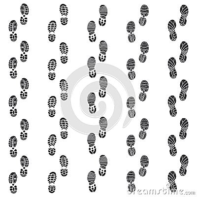 Sport shoe footprints walking away with copy space vector illustration Vector Illustration