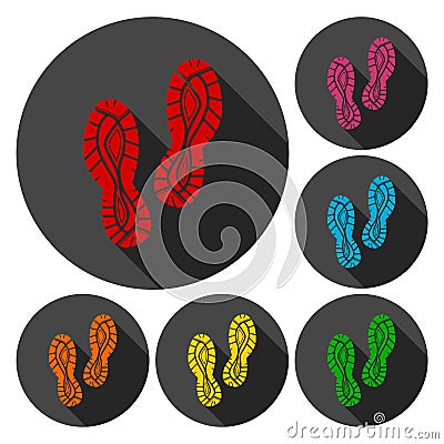 Sport shoe icons set with long shadow Stock Photo