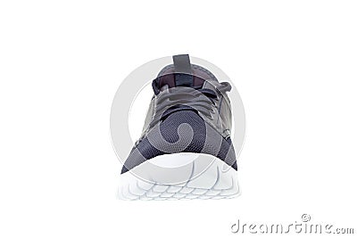 Sport shoe for running with a comfortable white sole and textile ventilated design. Stock Photo