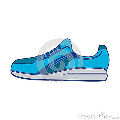 Sport shoe sneaker footwear blue lines Vector Illustration